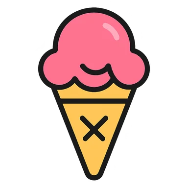 ice cream, lineal color outlined icon style, black outlines with color fill, playful and friendly, suitable for digital use sticker