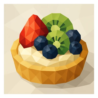 a low-poly polygonal illustration of a fruit tart sticker