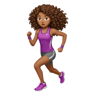 Treino de corrida feminino morena cacheada cabelos longos sticker