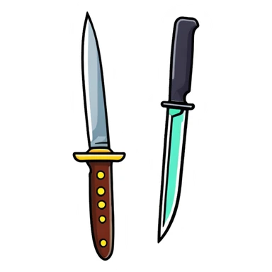 Roblox Murder Mystery logo with playful cartoon look, knife and question mark, sticker style sticker