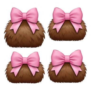 create super cute brown tops with fur and pink bows sticker