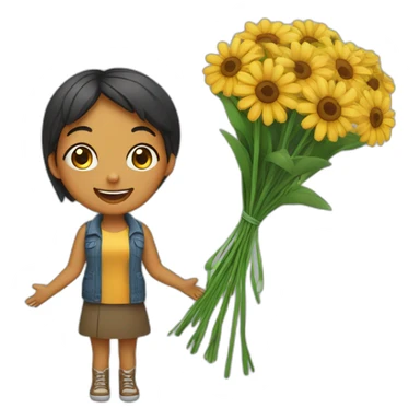 Girlfriend who is happy to receive flowers sticker