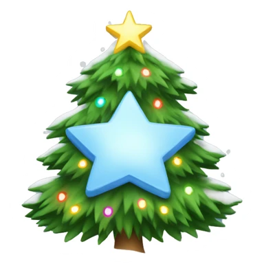 Snowy Christmas tree with lights around and star on top of tree sticker