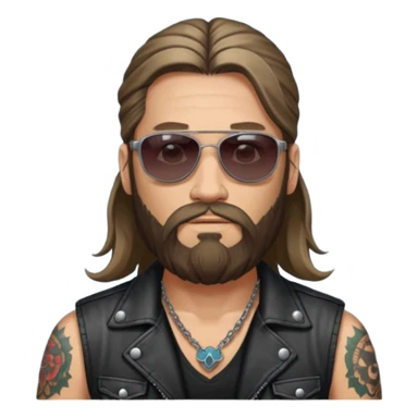 biker gang with sunglass and rugged guy bearded long hair in tatoots sticker