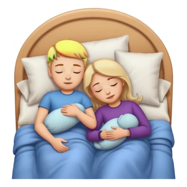 Girl with boy sleep to bed sticker