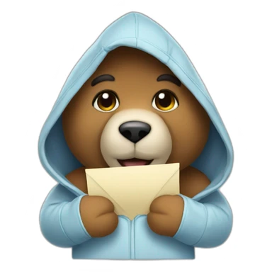 teddy bear in the hood holding a note. sticker