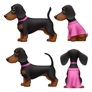 Black teckel wearing pink hudie sticker