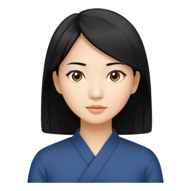 Asian women that is 27. Medium black straight hair  sticker