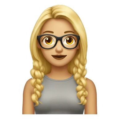 Mujer joven con gafas de cabello corto rubio con un diablito  sticker