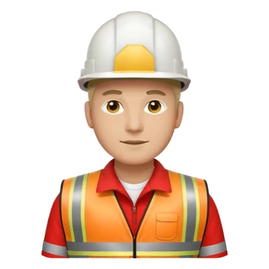 Arquitecto con casco blanco pero con chaleco de color rojo y cinta reflectiva de color dorado sticker