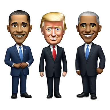 Barack Obama with Joe Biden and Donald Trump sticker