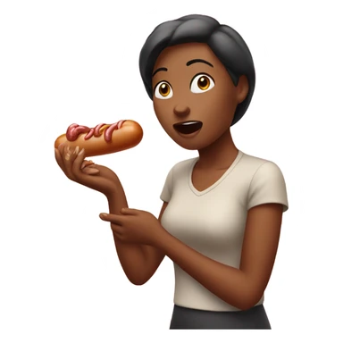 Woman eating sausage no hands sticker