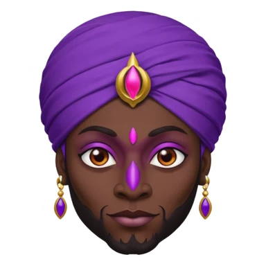 Con el planeta Saturno 🪐 (esto tiene que ser el elemento más importante) , un moro con turbante 👳🏾‍♂️ y la cara del diablo morada esta 😈  sticker