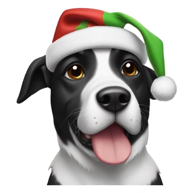 black an white dog wearing christmas hat sticker