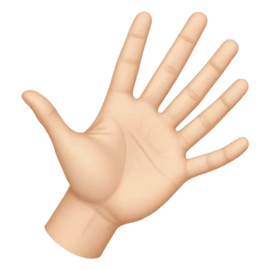 a hand held open, viewed from the side, with the palm facing upward sticker
