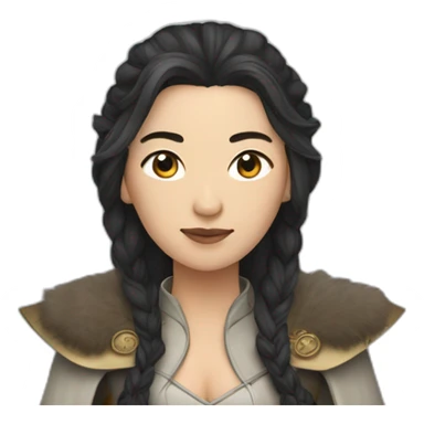 Asian woman white man dressed like game of thrones charactrtd sticker