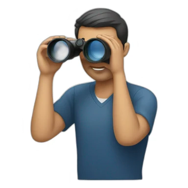 a man holding and looking through binoculars sticker
