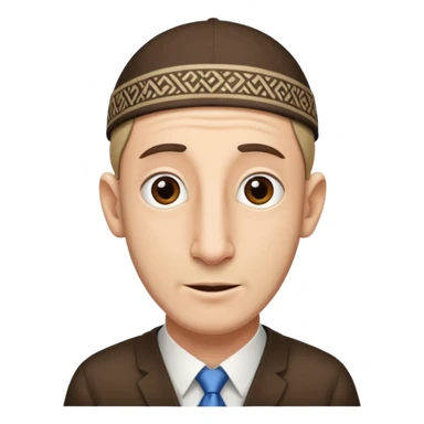 fai un uomo con il naso lungo che pende tipo vilager di Minecraft però mettigli un cappellino ebreo e le ciocche ebree ai lati sticker