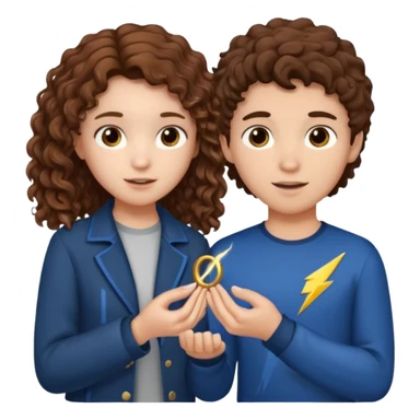 a 15 year old girl with brown curly hair but she has lightnings in it with a brown haired boy who gave her a promise ring sticker