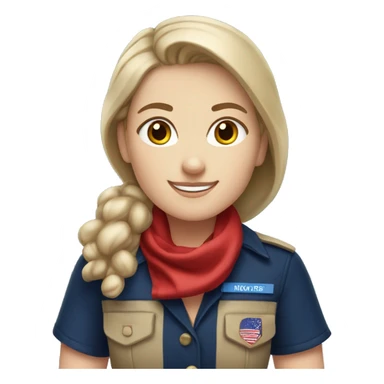 White girl scout with a navy blue shirt and red scout scarf sticker