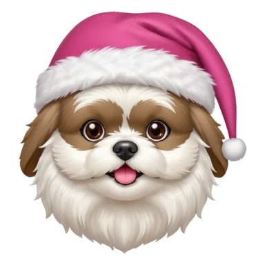 one little all white shih tzu with pink santa hat and one white and black havanese with red santa hat sticker