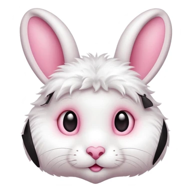 White rabbit BIG PINK heart shaped eyes  sticker