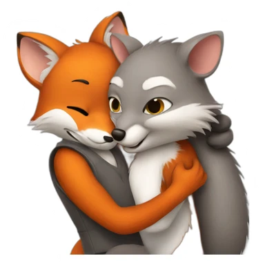 The fox hugs the mouse sticker