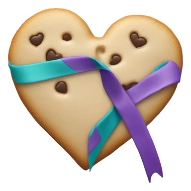 Cookie heart with purple teal awareness ribbon loop sticker