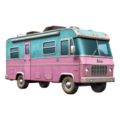 Aerodynamic Streamlined retro dilapidated hillbilly-Barbie Vader styled motor home rv off-roading rock-climbing 4x4 desert Winnebago party monster truck  sticker