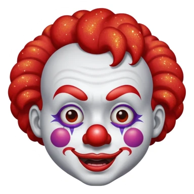 red glitter clown with the retarded facial expression sticker