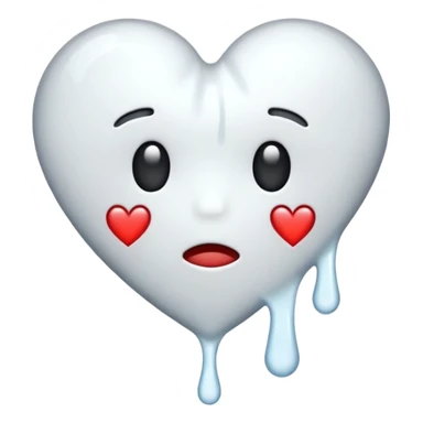 The broken heart emoji in white with sticky white liquid Ozzing out of it sticker
