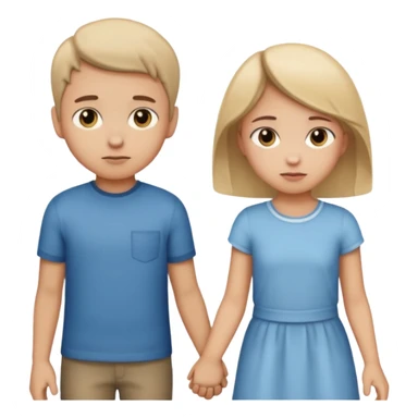 Apple iOS emoji style.
A couple holding hands, boy and girl.
The girl shows a slightly uneasy, hiding expression.
A second boy appears faintly behind her, slightly blurred or partially cropped, implying secrecy.
Clean emoji proportions, soft highlights, neutral background removed.
 sticker