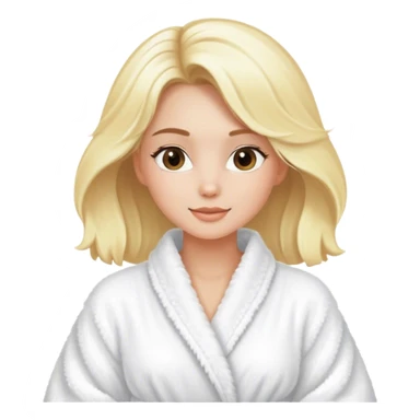 Blonde model wearing a white fluffy robe, self-care spa day  sticker