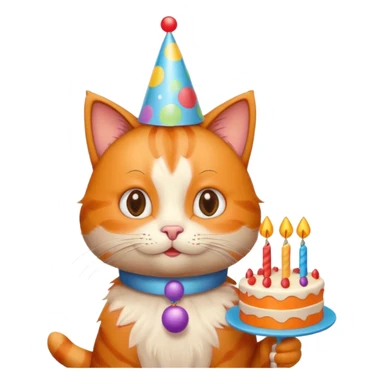 has al gatito tom de la caricaturacon globos, un cono de fiesta y un pastel sticker