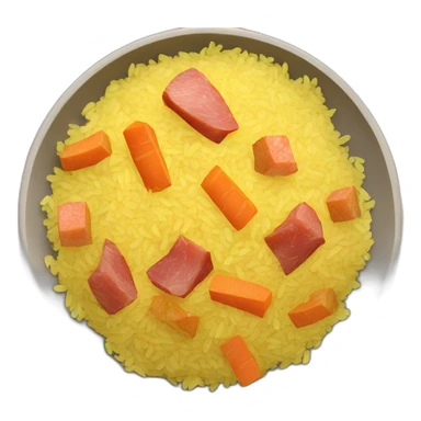 yellow rice with small pieces of meat and carrots sticker