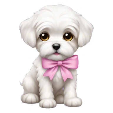 Schichon puppy pink bow sticker