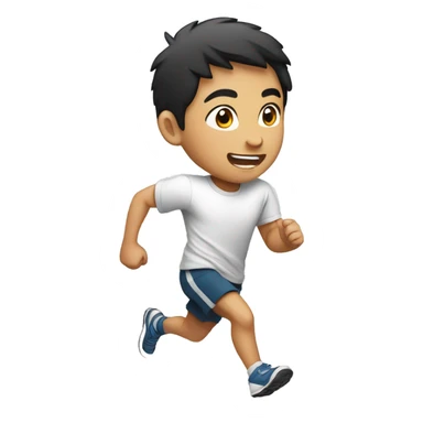 asian Boy with running in t-shirt sticker