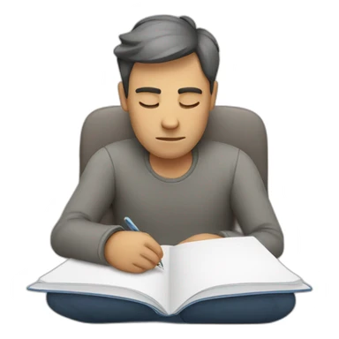 Sleepy man with notebook sticker