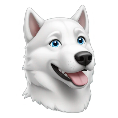 White Happy husky  blue eyes without eyebrows sticker