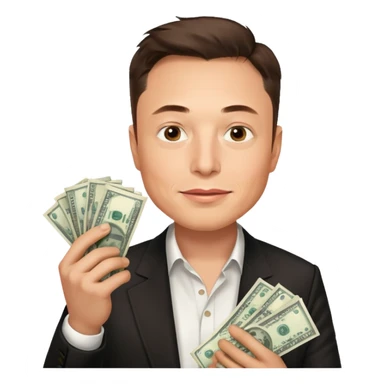 Elon musk holding money sticker