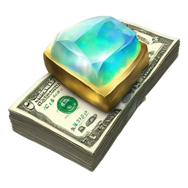 opal crystal gemstone dollar bill gold writing  sticker