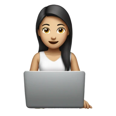 Asian girl with laptop  sticker