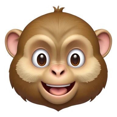 Cinematic Cheeky Macaque Portrait Emoji, Grinning mischievously with a tilted head and a playful smirk, showcasing a smart, agile build with soft, textured fur and wide, sparkling eyes pulling a funny face, Simplified yet strikingly expressive features, highly detailed, glowing with a warm, vibrant radiance, high shine, spirited and impish, stylized with an air of cheeky primate mischief, focused and teasing, soft glowing outline, capturing the essence of a cheeky macaque that looks ready to jump out of the screen with playful charm! sticker