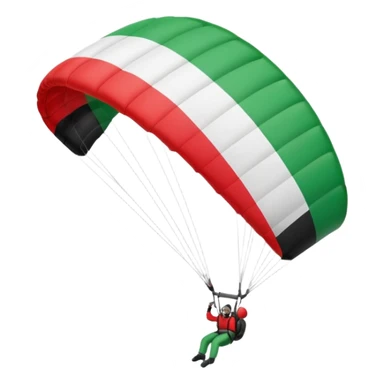 a paraglider flying a palestinian flag wing, respect scrupulously the correct shapes and colours of the palestinian flag, try again sticker