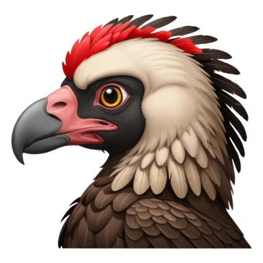 mature vulture with black and red feathers looking straight ahead. sticker