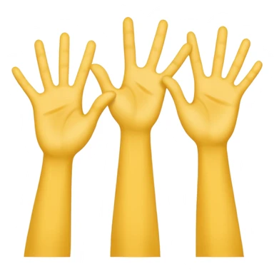 3 yellow hands in the middle about to say hurrah sticker