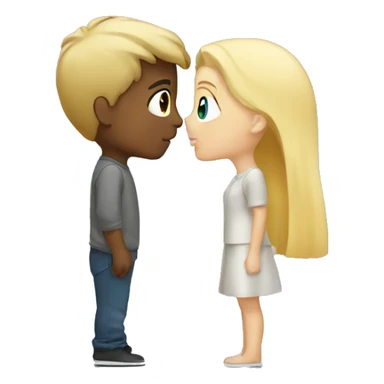 Grey boy and blonde girl kissing sticker
