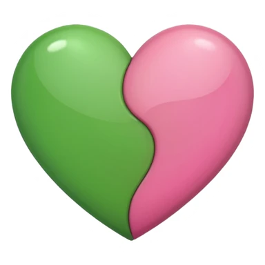 half pink half green heart sticker