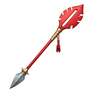 spartan spear, tied with red cloth sticker