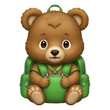 baby bear wear green backpack sticker